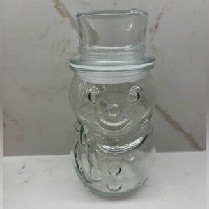 Vintage Libbey Clear Glass Snowman Holiday Treat Apothecary Jar Canada